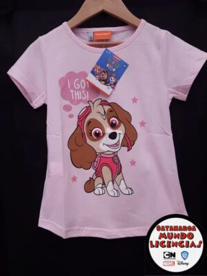 Remera Niña Patrulla Canina Skye Rosa