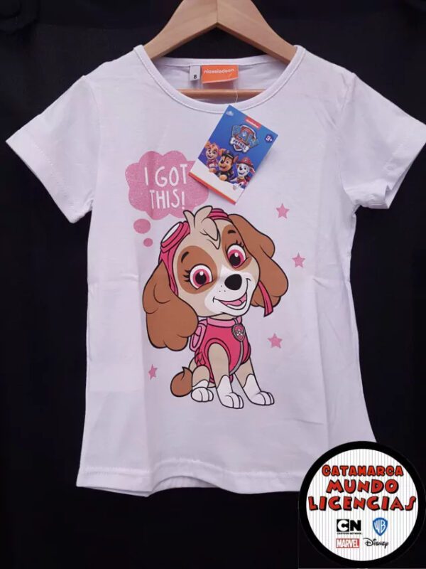 Remera Niña Patrulla Canina Skye Blanca