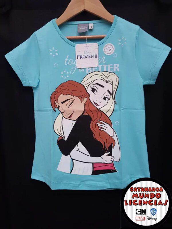 Remera Niña Frozen - Together is Better - Celeste