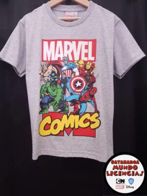 Remera Niño Los Vengadores de Marvel - Gris