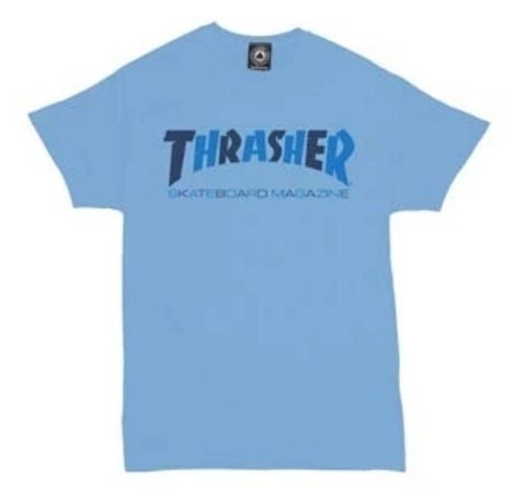Remera Thrasher SkateMag Celeste