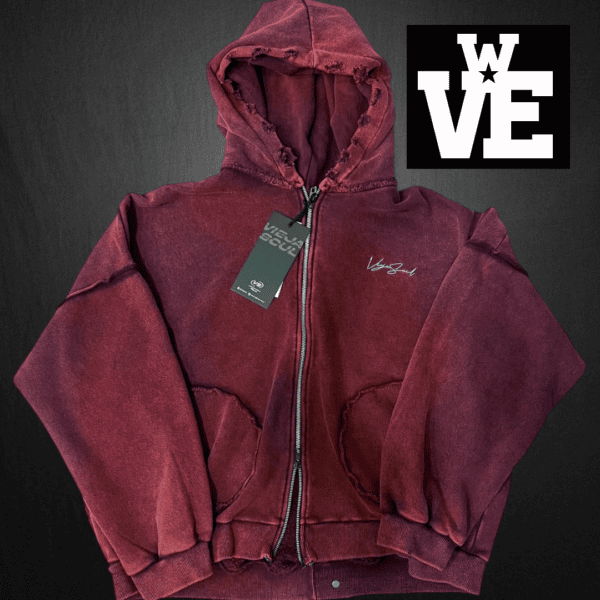 Campera Zip Hoodie Boxy Vieja Scul Sign Washed Roja
