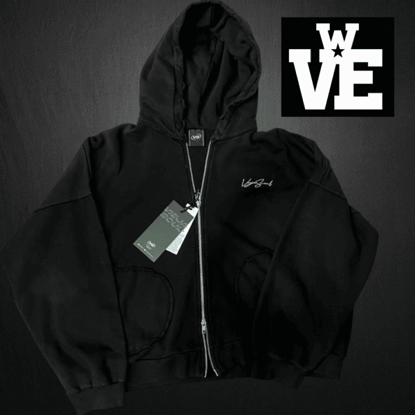Campera Zip Hoodie Boxy Vieja Scul Sign Washed Negra