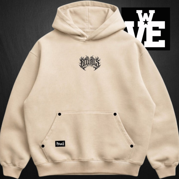 Buzo Hoodie Oversize Rituals (1) Buzo Hoodie Beige Oversize Doble Estampa Algodón Frizado Invisible - Rituals Brand