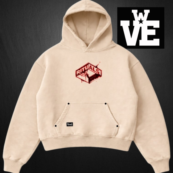 Buzo Hoodie Boxy Fit Frisa Pesada Beige "Box" Beige - Rituals Brand