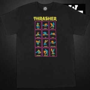 Remera negra Thrasher modelo Zodiac corte Regular Fit con estampado frontal
