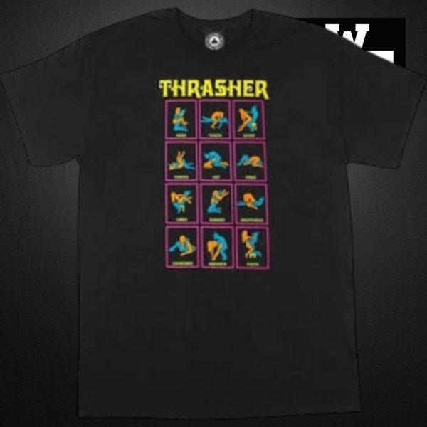 Remera negra Thrasher modelo Zodiac corte Regular Fit con estampado frontal