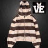 Zip Hoodie doble cierre vieja scul (1) Campera Zip Hoodie Boxy Fit Doble Cierre Streetwear - Vieja Scul Script Brown Stripe