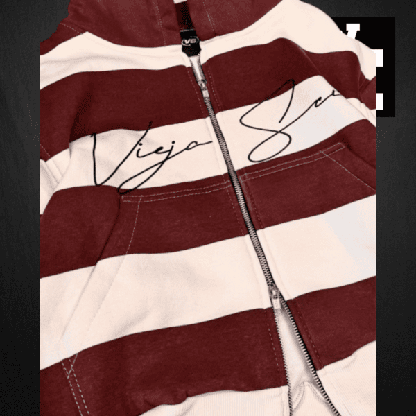 Zip Hoodie doble cierre vieja scul (4) Campera Zip Hoodie Boxy Fit Doble Cierre - Vieja Scul Varsity Stripe Ciruela