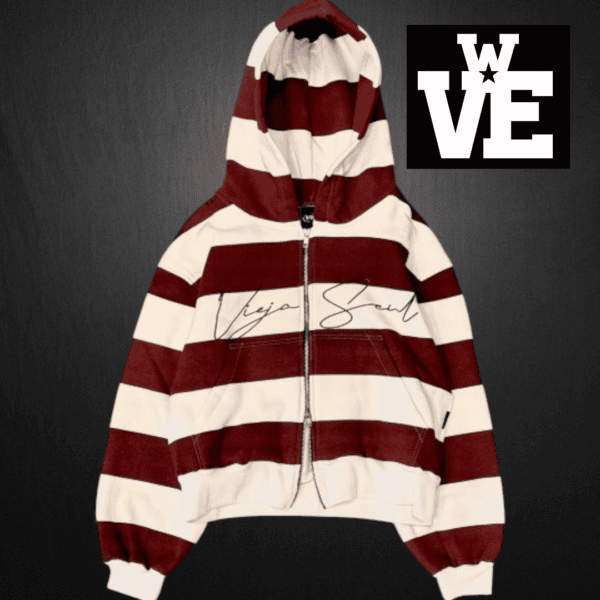 Zip Hoodie doble cierre vieja scul (5) Campera Zip Hoodie Boxy Fit Doble Cierre - Vieja Scul Varsity Stripe Ciruela