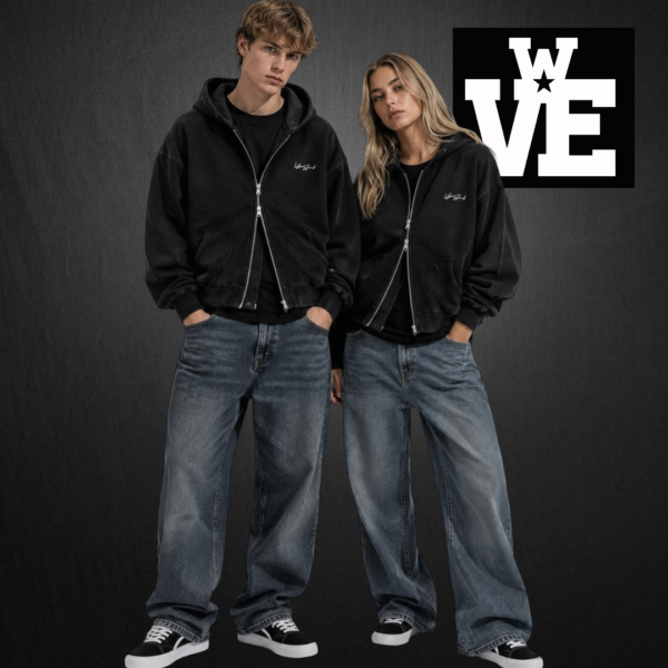 Campera Zip Hoodie Boxy Vieja Scul Sign Washed Negra