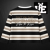 Buzo cuello redondo rayado negro y crema streetwear marca Rituals Brand