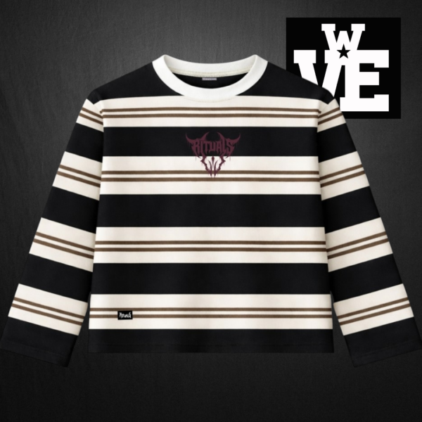 buzo-cuello-redondo-rayado-rituals (4) Buzo cuello redondo rayado negro y crema streetwear marca Rituals Brand