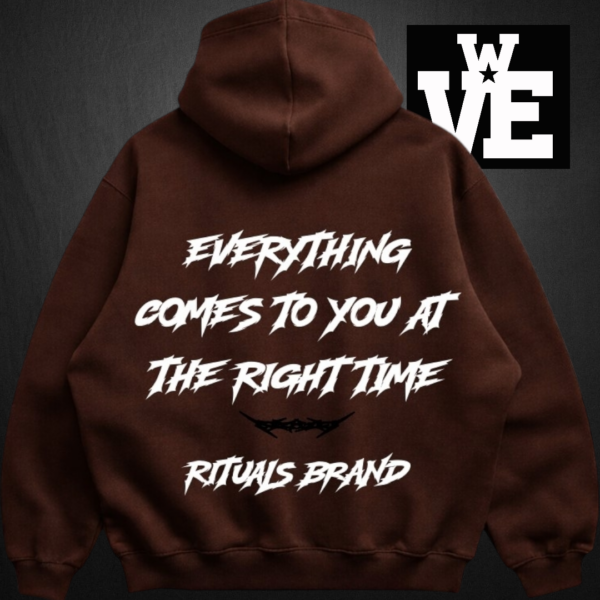 Buzo Hoodie Chocolate Oversize Doble Estampa Algodón Frizado Everything - Rituals Brand