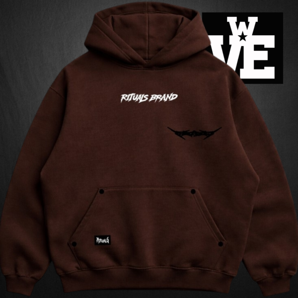 Buzo Hoodie Chocolate Oversize Doble Estampa Algodón Frizado Everything - Rituals Brand