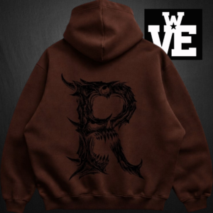 Buzo hoodie chocolate oversize de algodón frizado con doble estampa marca Rituals Brand