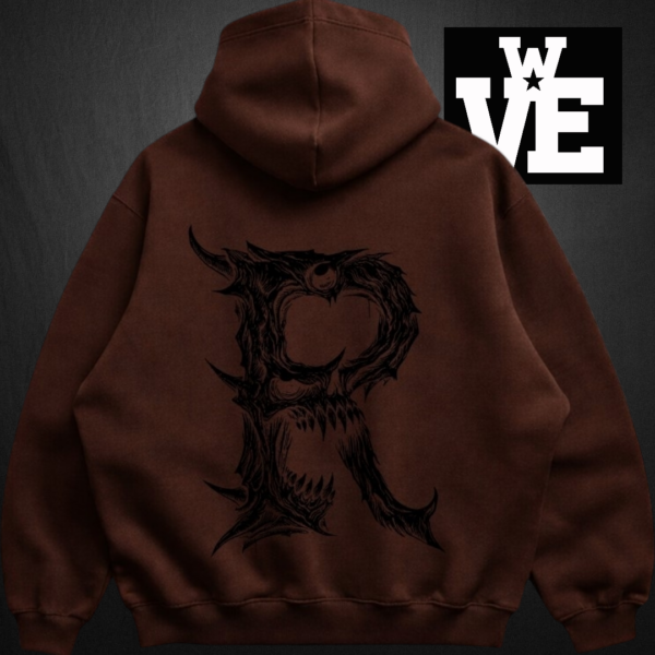 buzo-hoodie-negro-oversize-rituals (7) Buzo hoodie chocolate oversize de algodón frizado con doble estampa marca Rituals Brand