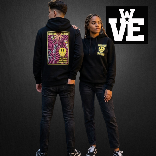 Hoodie Frizado Negro Revelion Sanfer Puppet | Wills Vieja Escuela Streetwear