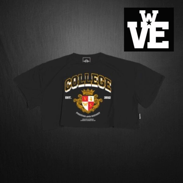 Crop Top Oversize VS College Black - VSCO-1581