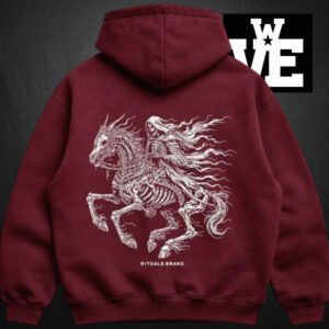 Hoodie Oversize Rituals Devil Bordó