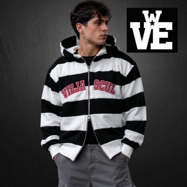 Campera Zip Hoodie Boxy VS Varsity BW Stripe - VSZHBF-2669