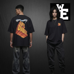 Remera oversize negra unisex modelo Life Diabolic Diabolic Mal Brand vista frente y espalda