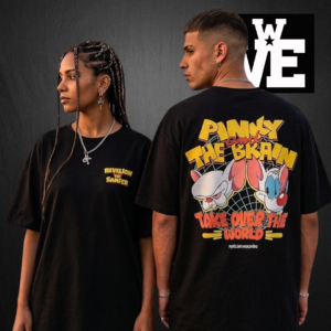 remera oversize revelion sanfer (3) Remera oversize negra unisex modelo Take Over the World Revelion Sanfer frente y espalda Pinky y Cerebro